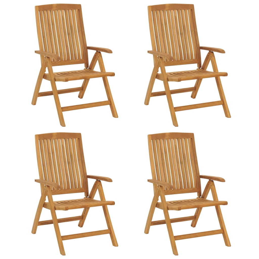 vidaXL Reclining Patio Chairs 4 pcs Solid Wood Teak