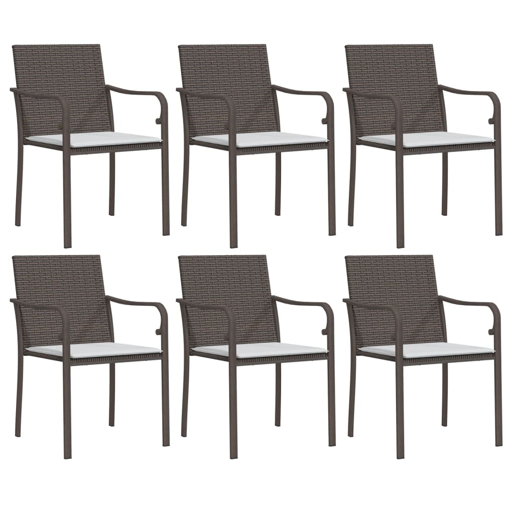 vidaXL 7 Piece Patio Dining Set with Cushions Poly Rattan and Steel