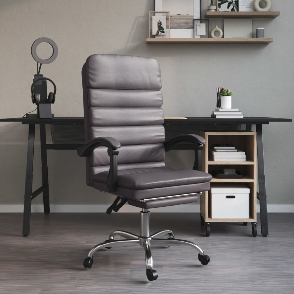 vidaXL Massage Reclining Office Chair Gray Faux Leather