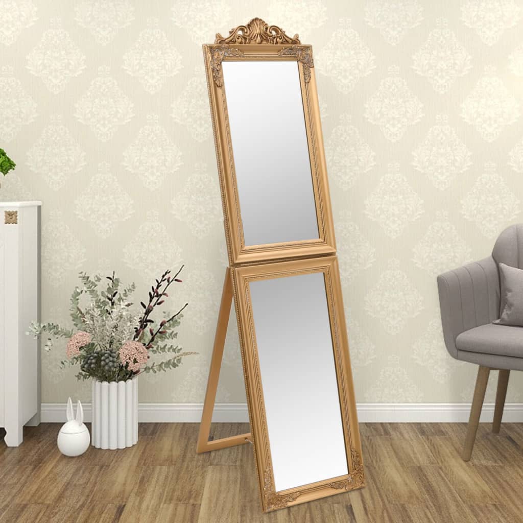 vidaXL Free-Standing Mirror Gold 17.7"x70.9"