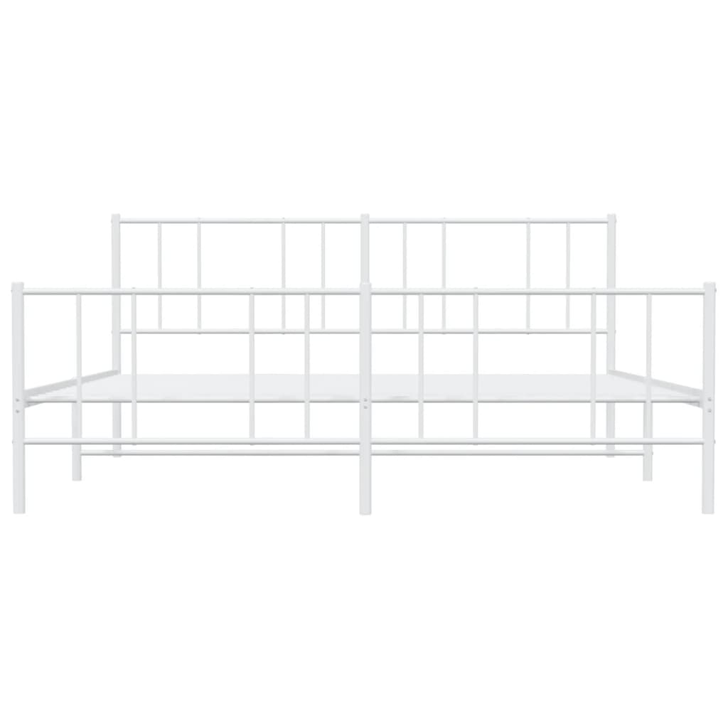 vidaXL Metal Bed Frame without Mattress with Footboard White 72"x83.9"