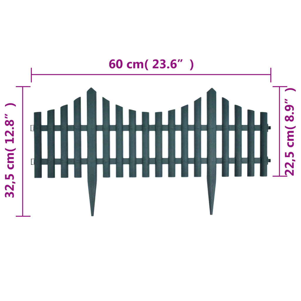 vidaXL 17 pcs Lawn Dividers 32.8 ft Green