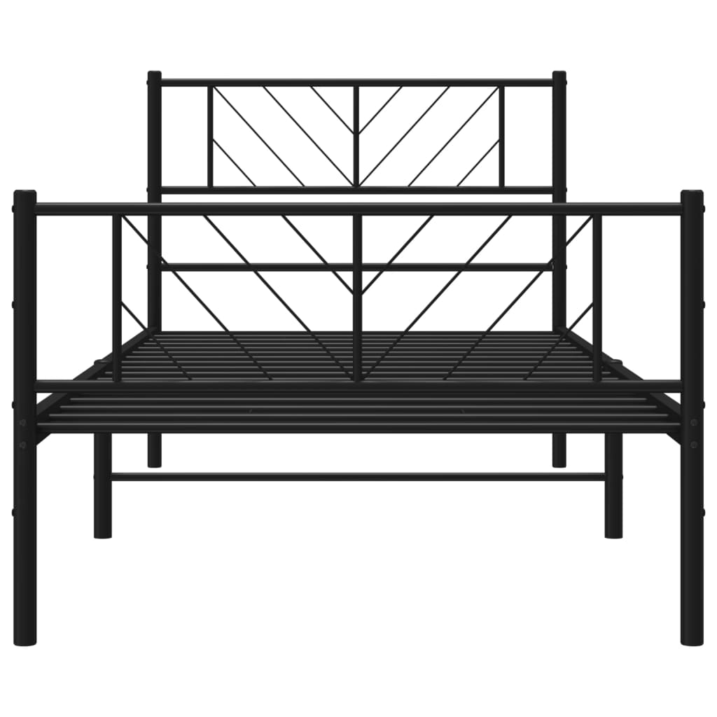 vidaXL Metal Bed Frame without Mattress with Footboard Black 39.4"x78.7"