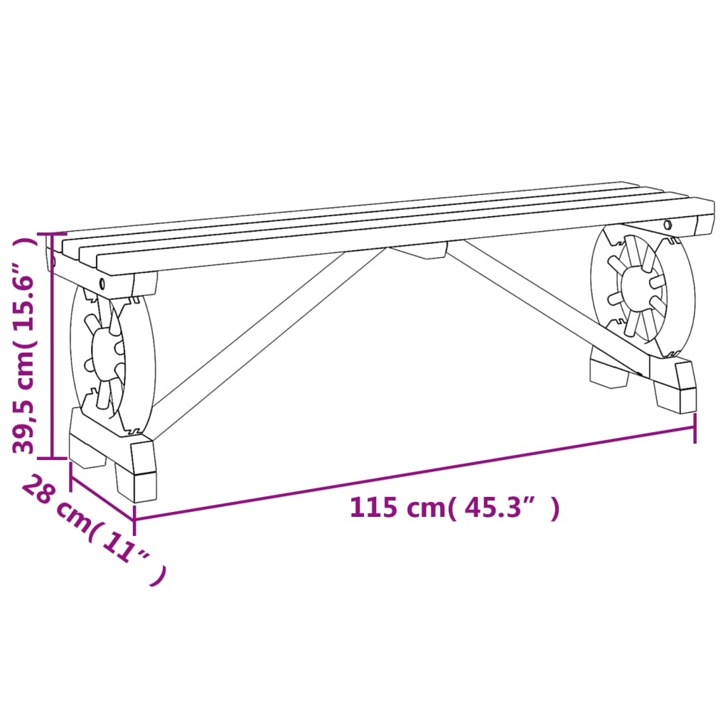 vidaXL Patio Bench 45.3" Solid Wood Fir