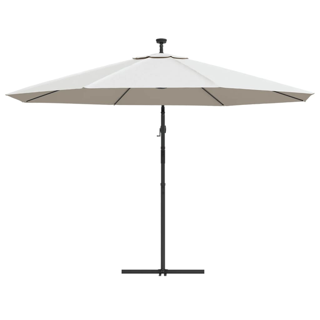 vidaXL Cantilever Umbrella with LED Lights and Metal Pole 137.8" Sand