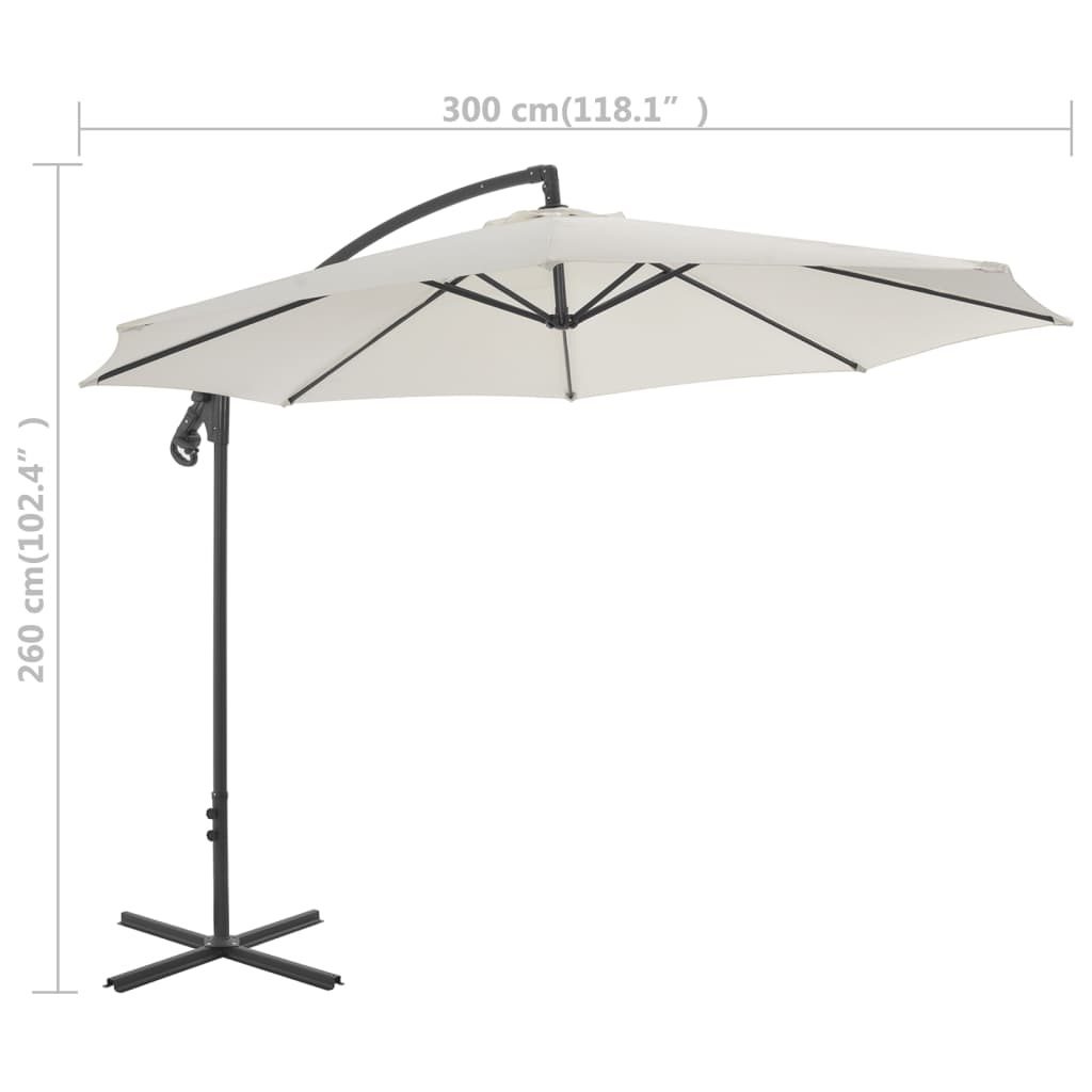 vidaXL Cantilever Garden Parasol with Steel Pole 118.1" Sand