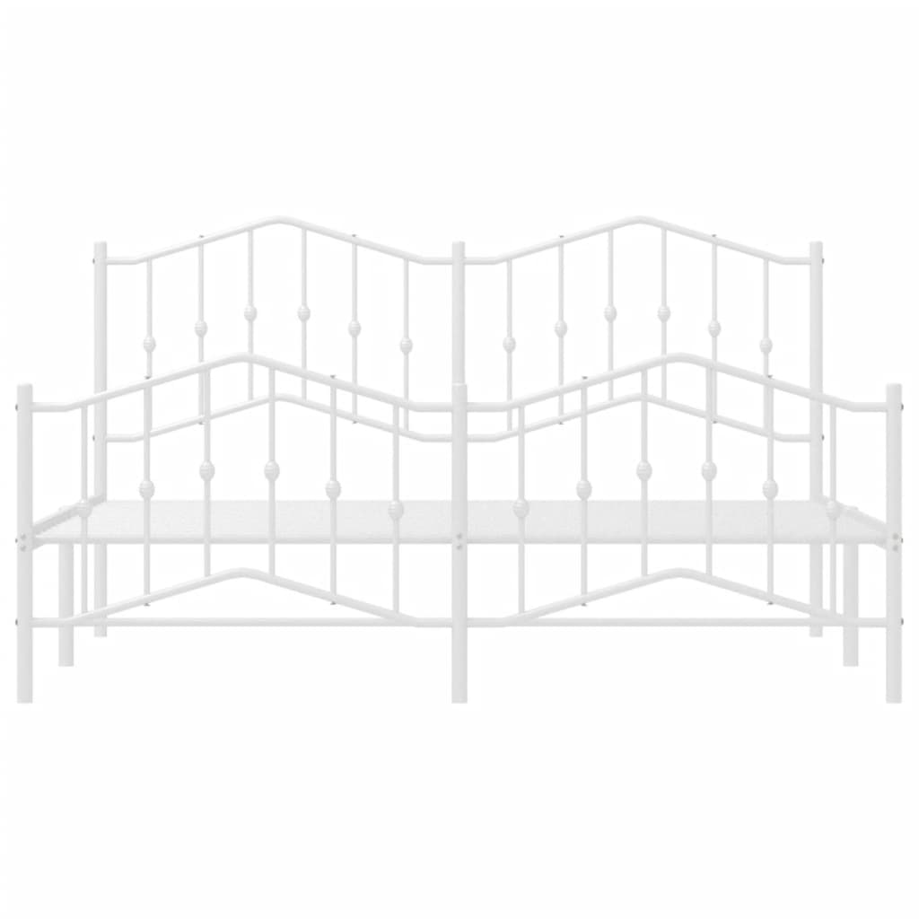 vidaXL Metal Bed Frame without Mattress with Footboard White 72"x83.9"