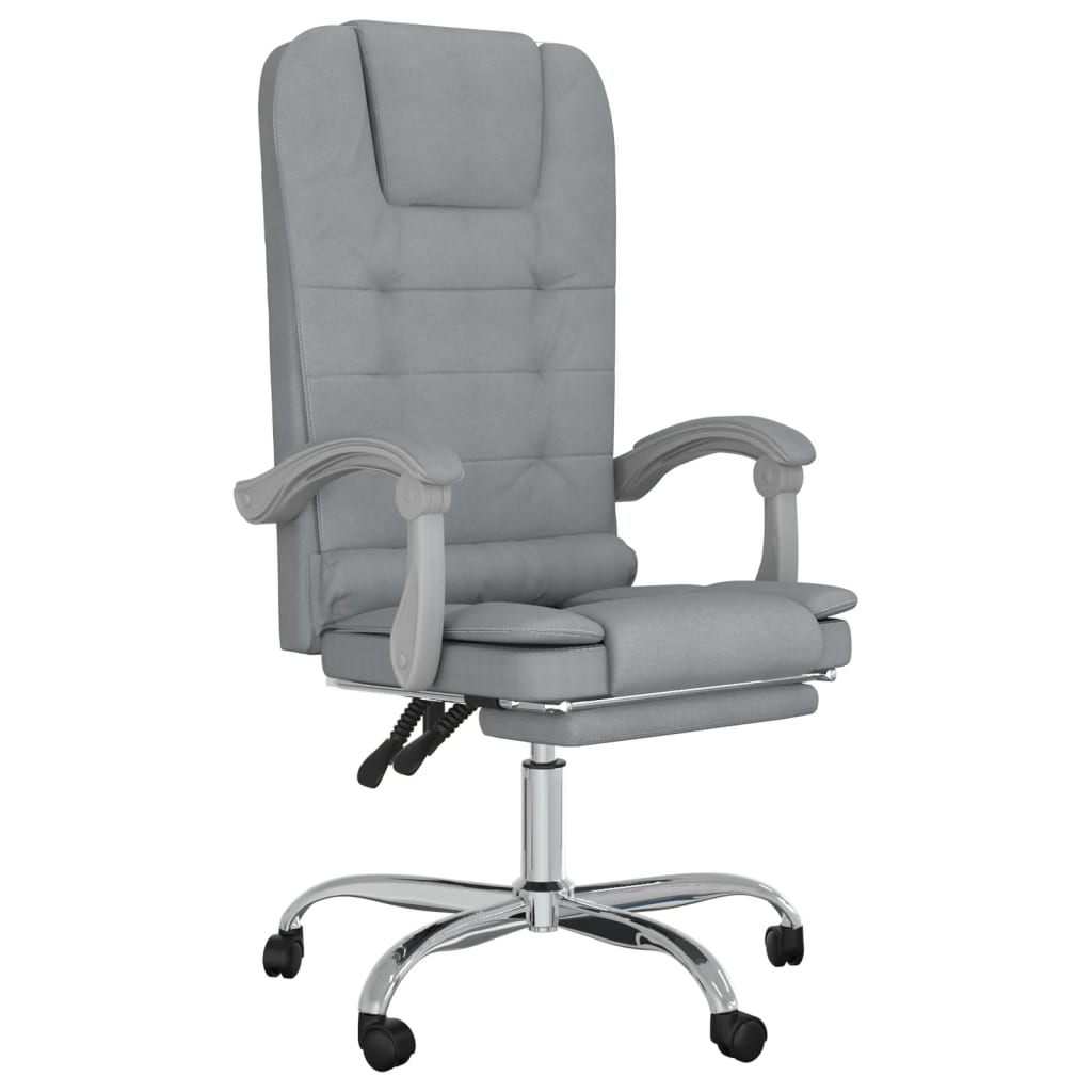 vidaXL Massage Reclining Office Chair Light Gray Fabric