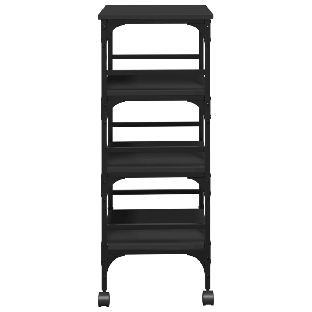 vidaXL Kitchen Trolley Black 17.7"x13.8"x35.2" Engineered Wood