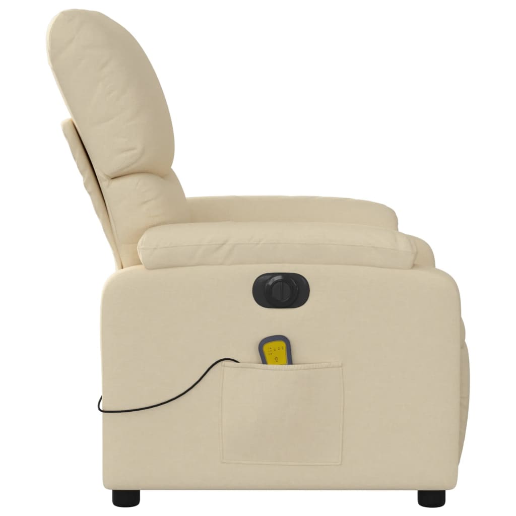 vidaXL Electric Massage Recliner Chair Cream Fabric