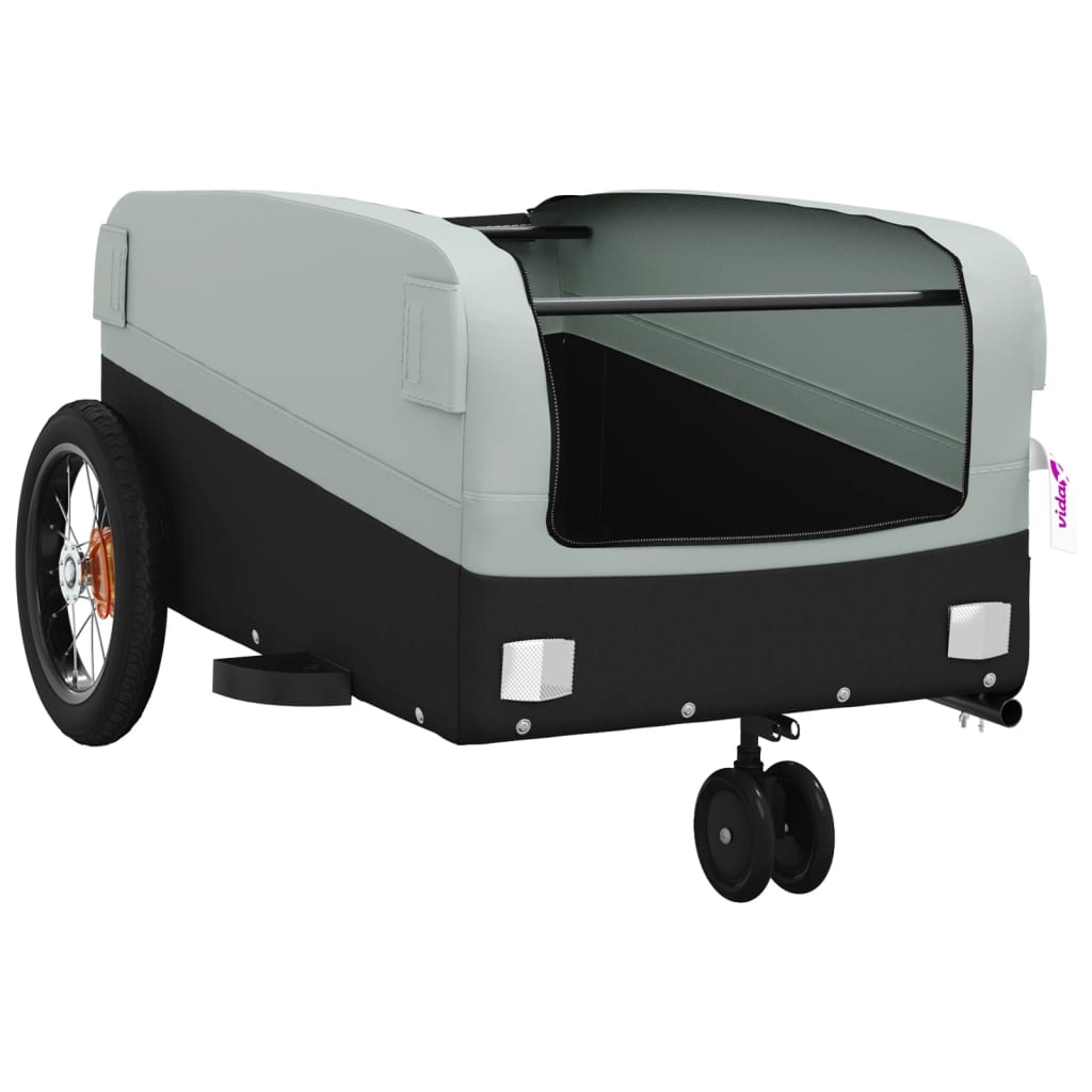 vidaXL Bike Trailer Black and Gray 66.1 lb Iron