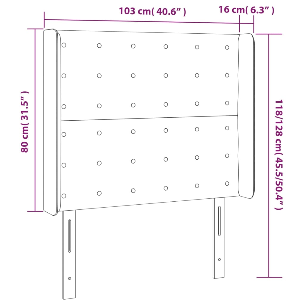 vidaXL LED Headboard Dark Gray 40.6"x6.3"x46.5"/50.4" Fabric