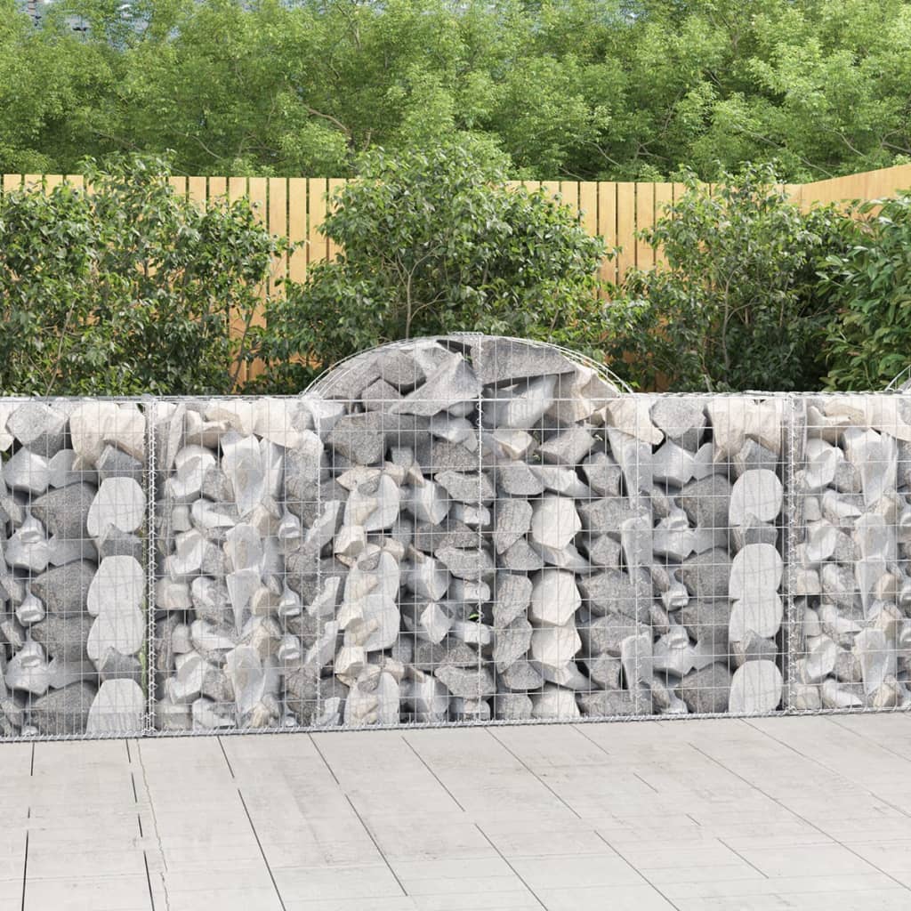 vidaXL Arched Gabion Baskets 7 pcs 78.7"x19.7"x39.4"/47.2" Galvanized Iron