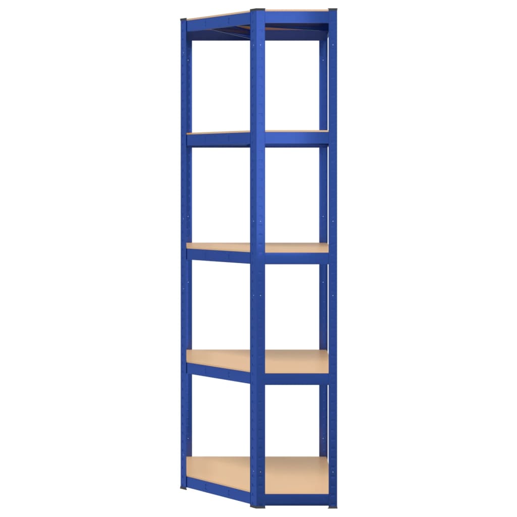 vidaXL 5-Layer Shelves 2 pcs Blue Steel&Engineered Wood