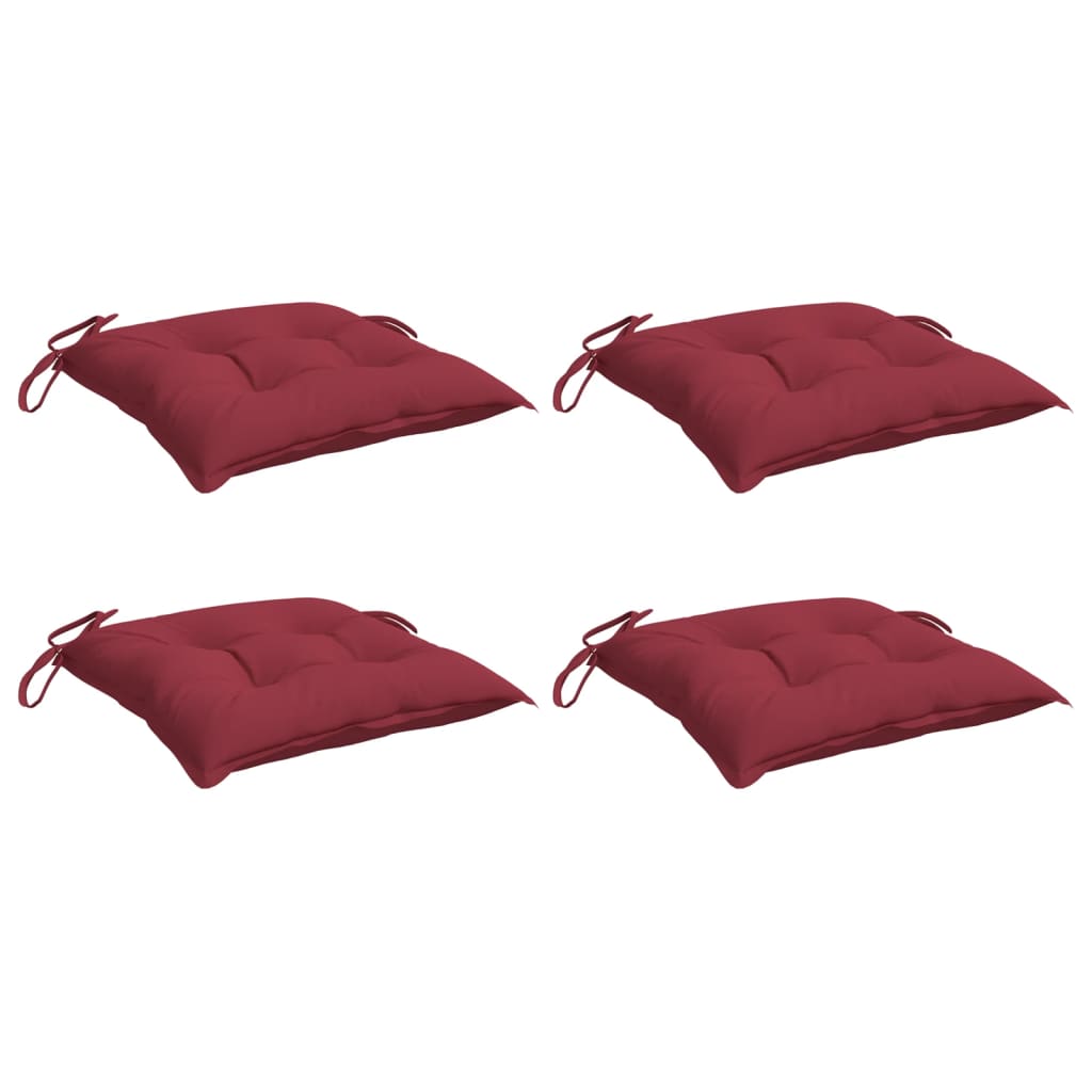 vidaXL Chair Cushions 4 pcs Wine Red 15.7"x15.7"x2.8" Oxford Fabric