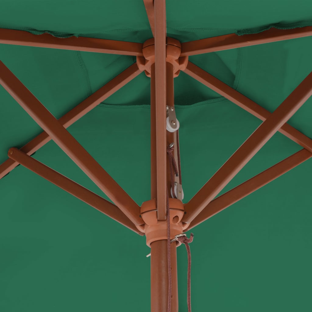 vidaXL Garden Parasol with Wooden Pole 59.1"x78.7" Green