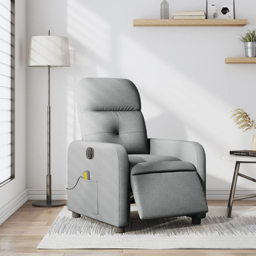 vidaXL Electric Massage Recliner Chair Light Gray Fabric