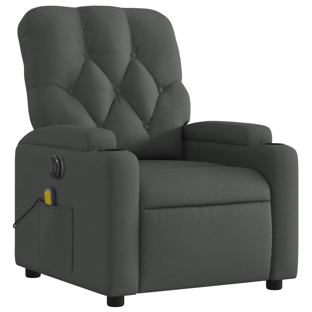 vidaXL Electric Massage Recliner Chair Dark Gray Fabric