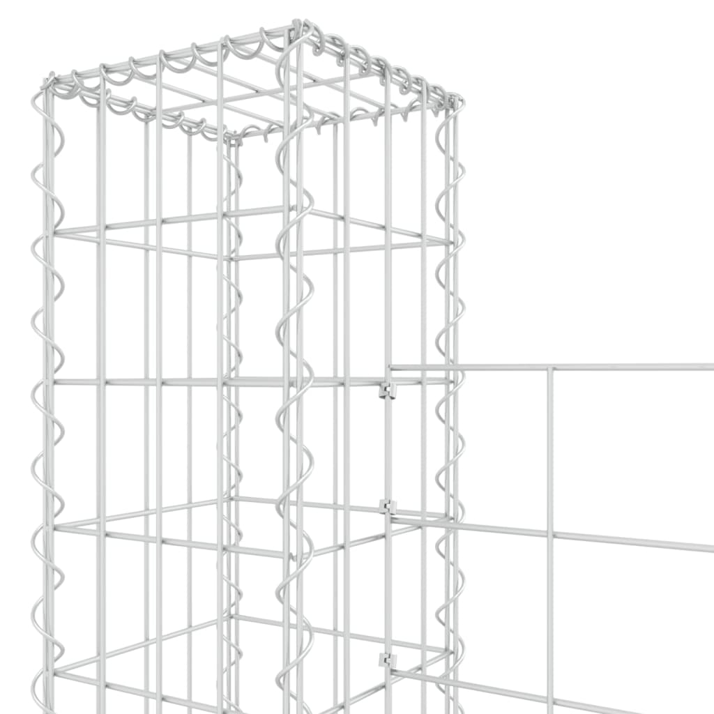 vidaXL U-shape Gabion Basket with 4 Posts Iron 149.6"x7.9"x78.7"