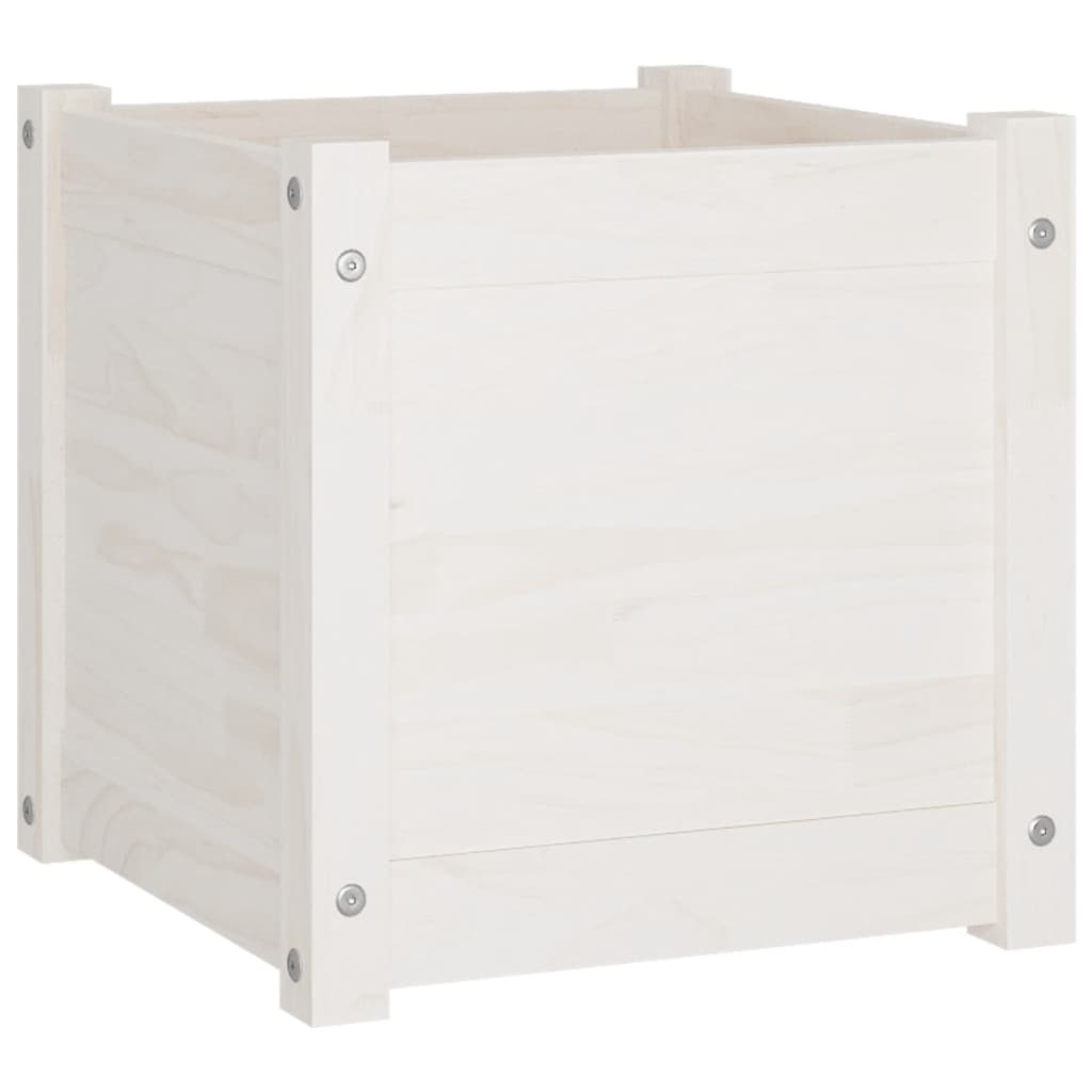 vidaXL Garden Planters 2 pcs White 15.7"x15.7"x15.7" Solid Wood Pine