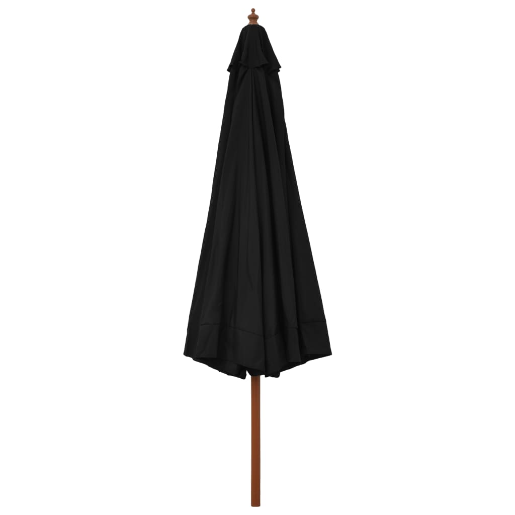 vidaXL Garden Parasol with Wooden Pole 129.9" Black