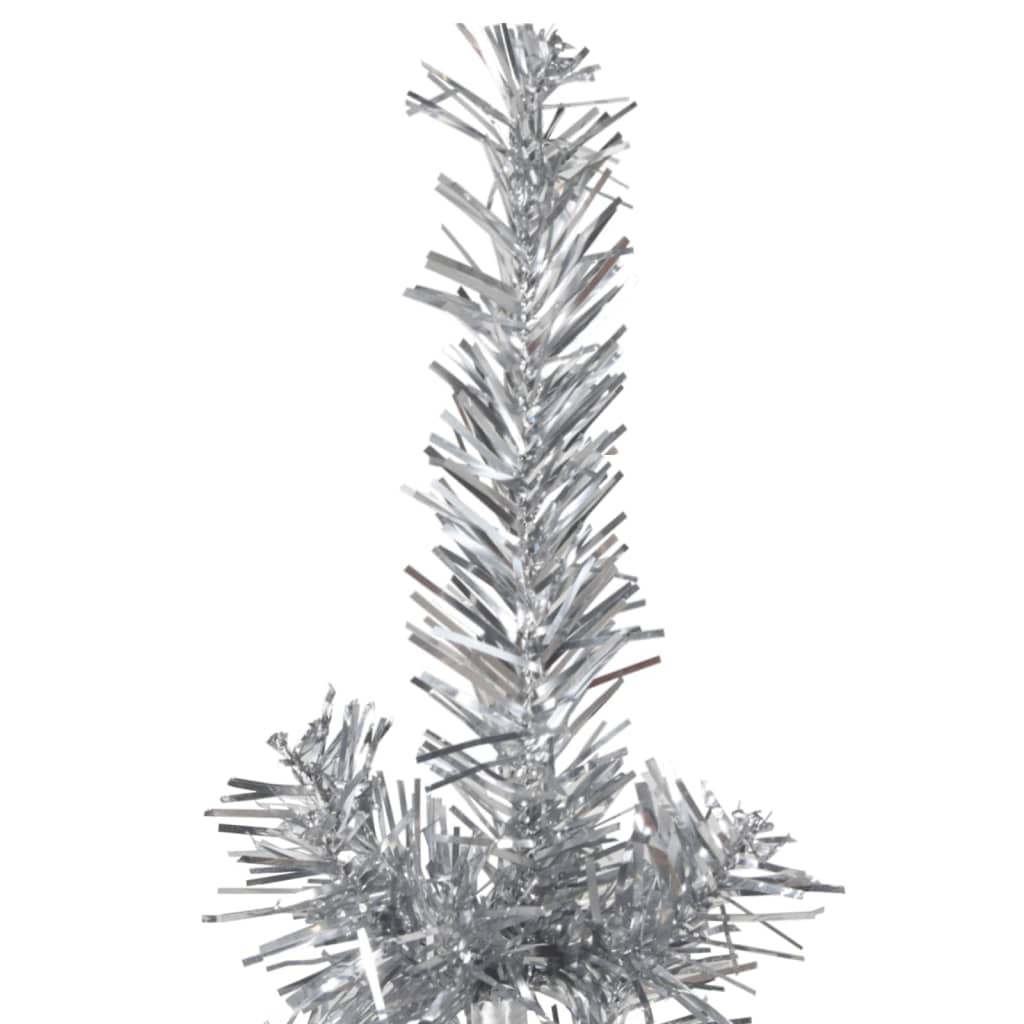 vidaXL Slim Artificial Half Christmas Tree with Stand Silver 8 ft