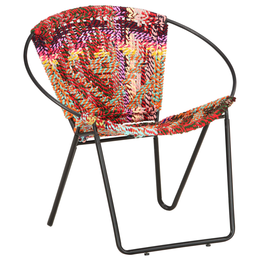 vidaXL Circle Chair Multicolors Chindi Fabric