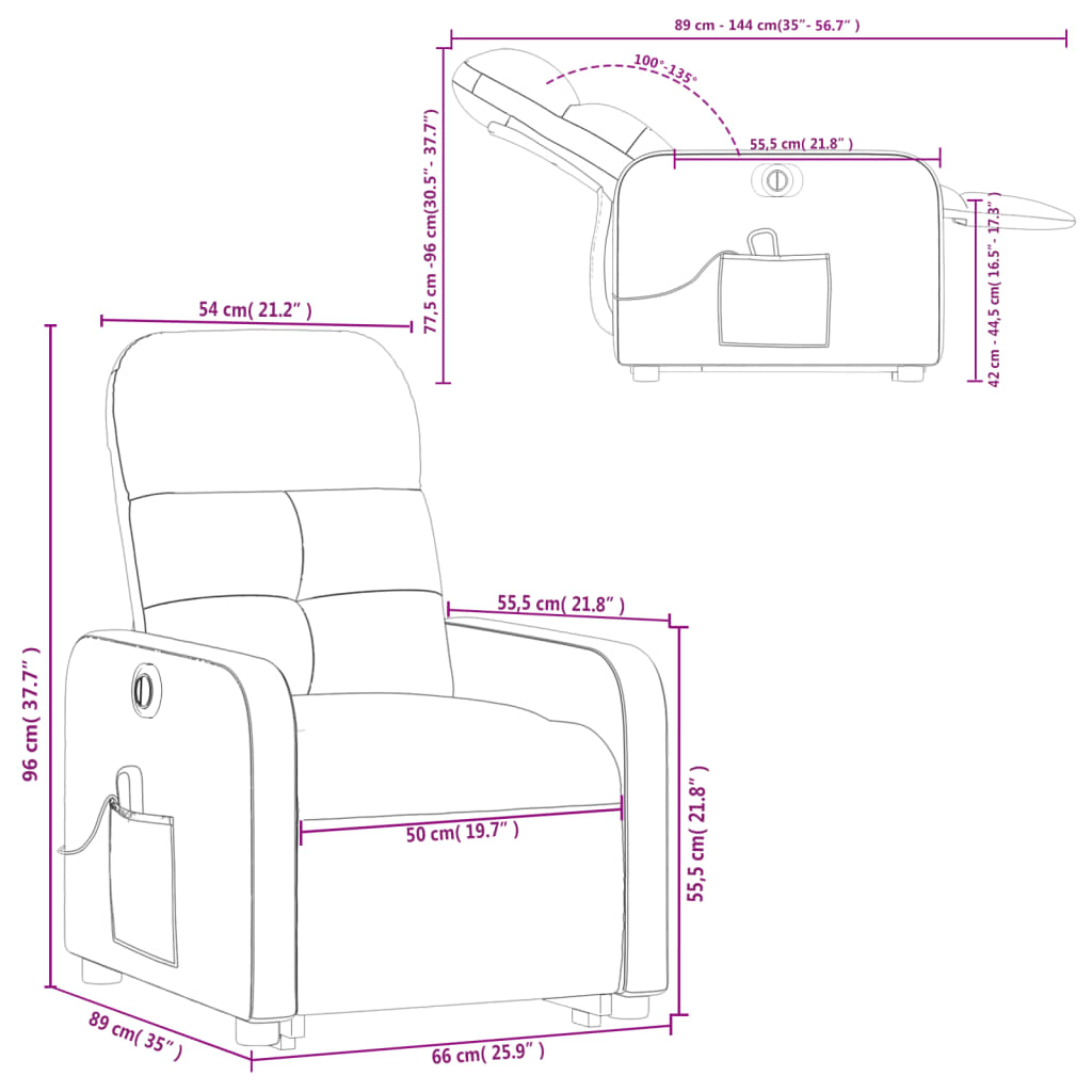 vidaXL Electric Stand up Massage Recliner Chair Dark Green Fabric