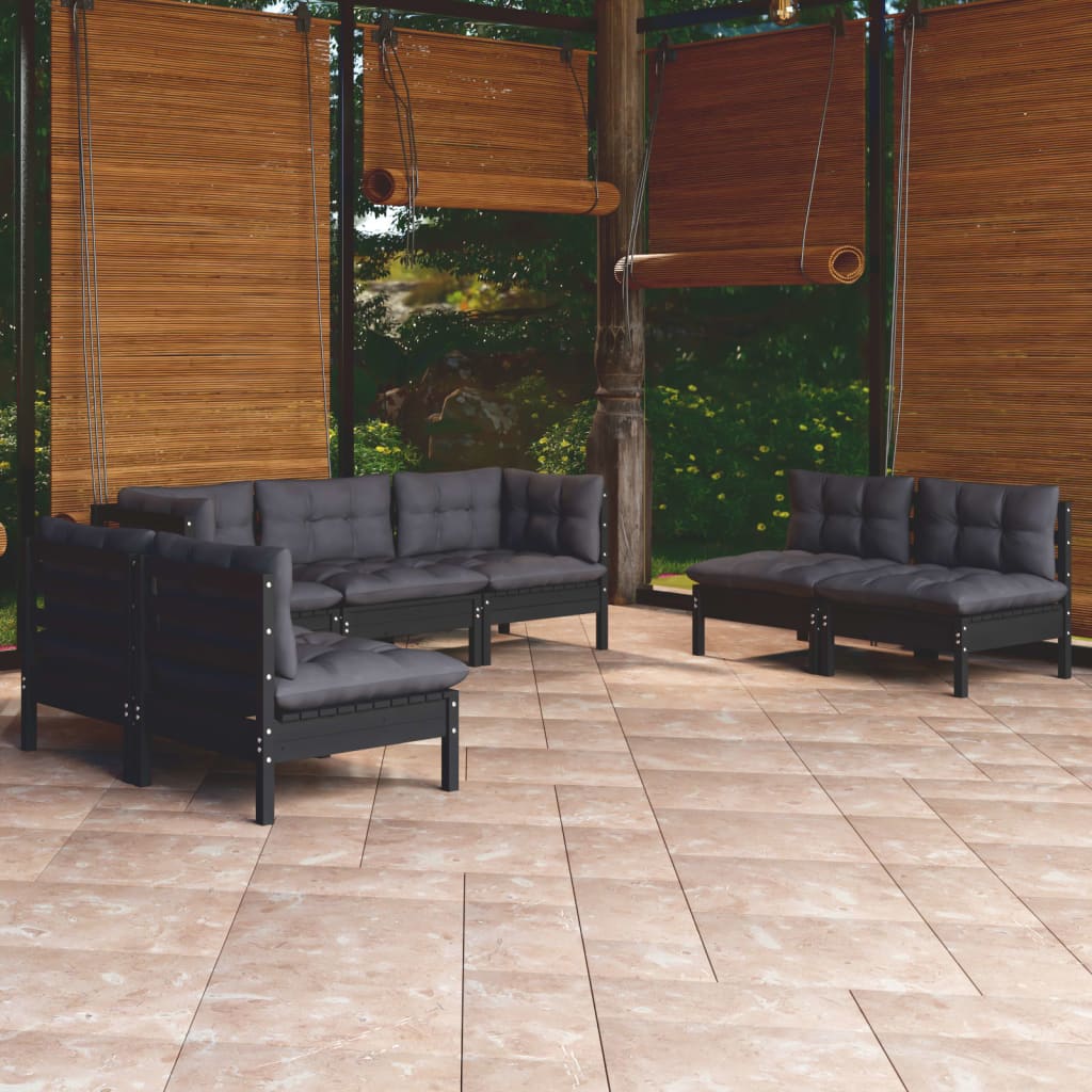 vidaXL 7 Piece Patio Lounge Set with Cushions Solid Pinewood