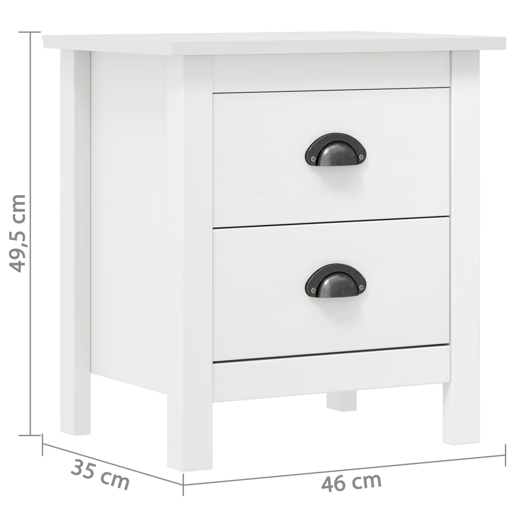 vidaXL Bedside Cabinet Hill White 18.1"x13.8"x19.5" Solid Pine Wood