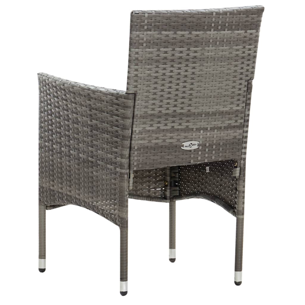 vidaXL 5 Piece Patio Lounge Set With Cushions Poly Rattan Gray