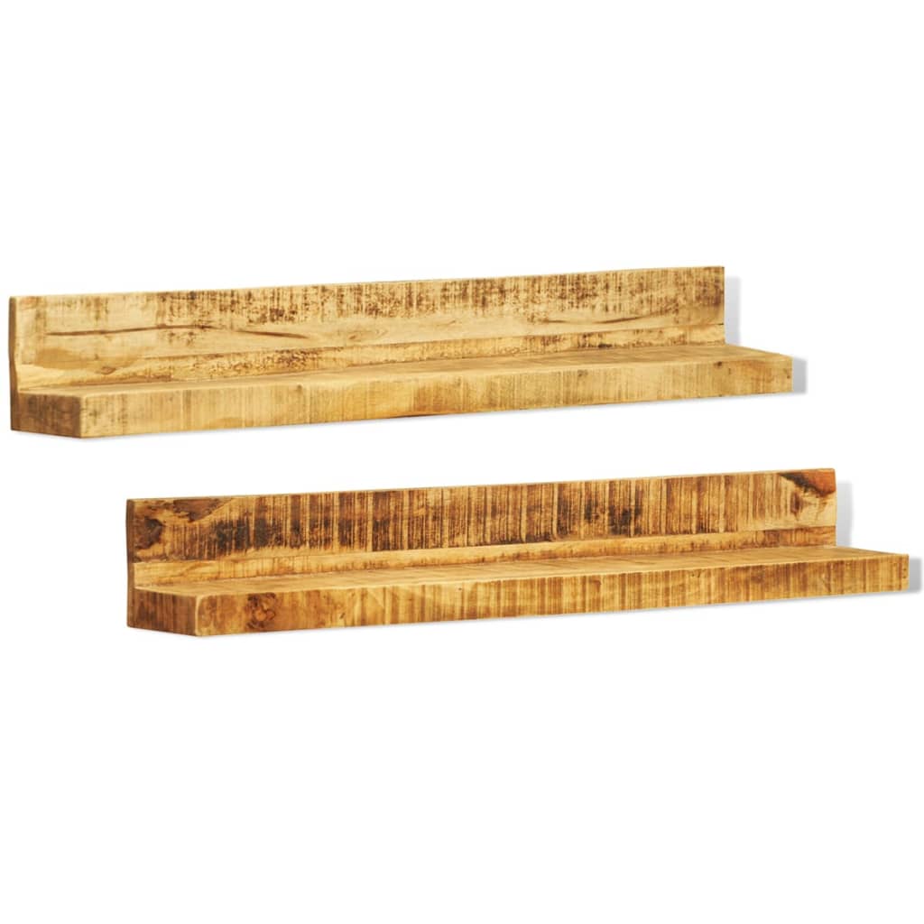 Solid Wood Wall Mounted Display Shelf 2 pcs