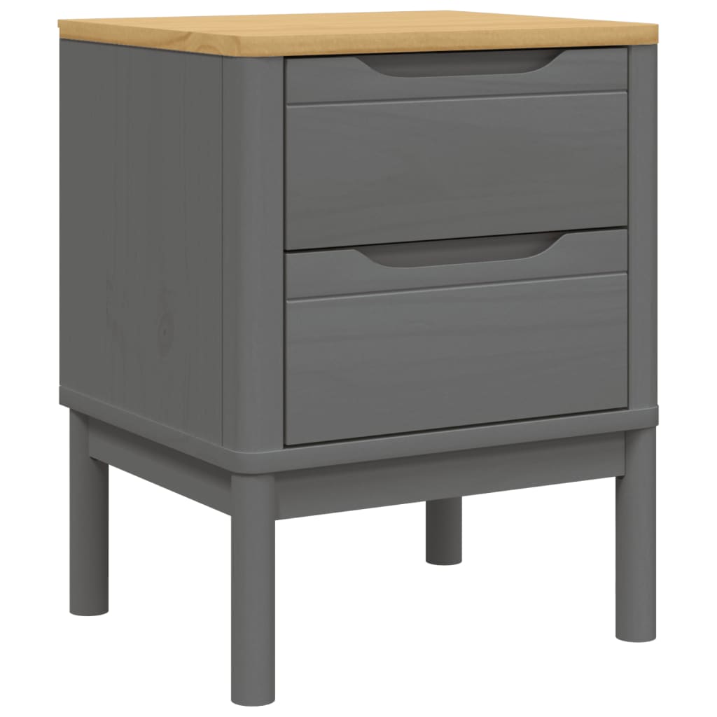 vidaXL Bedside Cabinet FLORO Gray 17.7"x15.4"x22.4" Solid Wood Pine