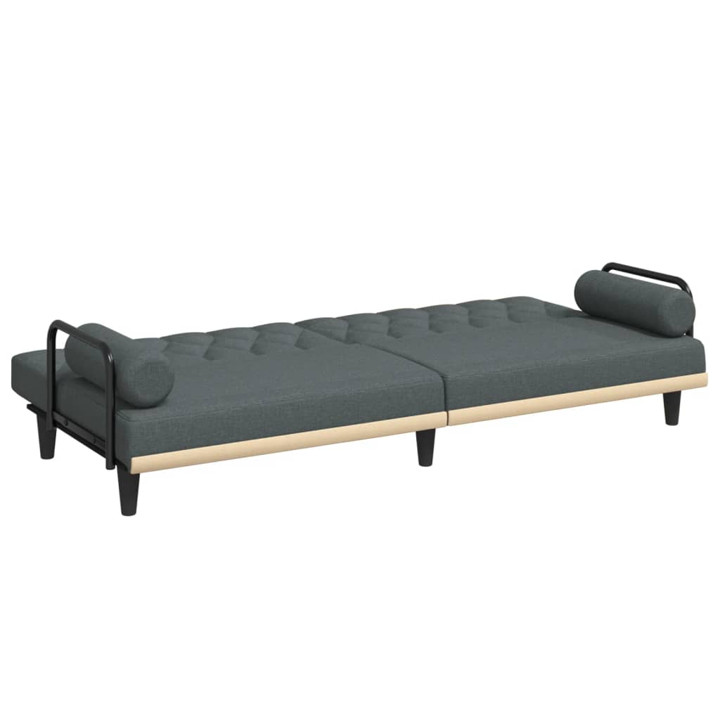 vidaXL Sofa Bed with Armrests Dark Gray Fabric