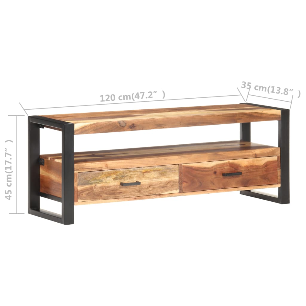 vidaXL TV Stand 47.2"x13.8"x17.7" Solid Wood with Honey Finish