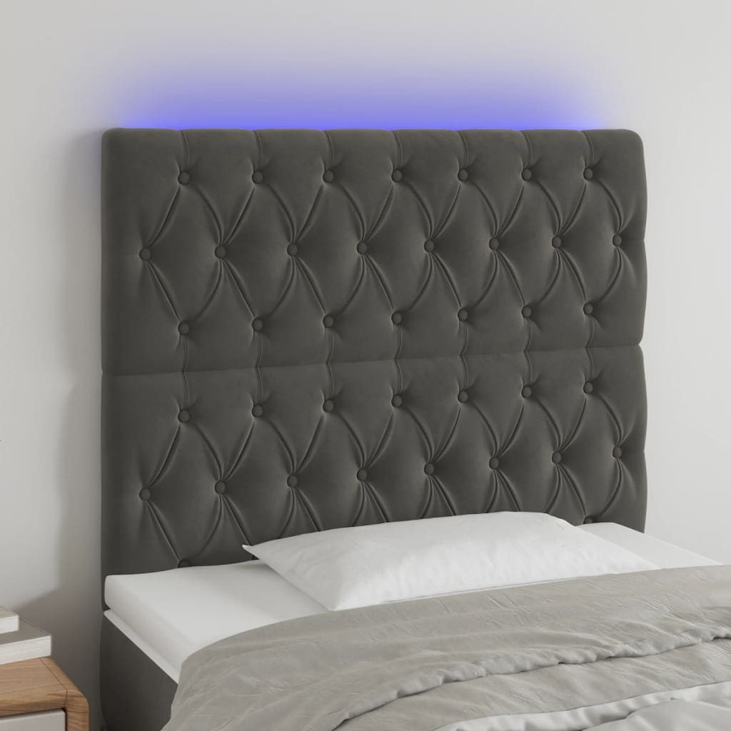 vidaXL LED Headboard Dark Gray 39.4"x2.8"x46.5"/50.4" Velvet