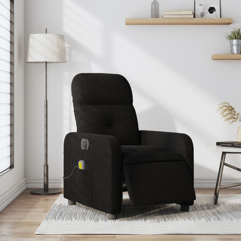 vidaXL Electric Massage Recliner Chair Black Fabric