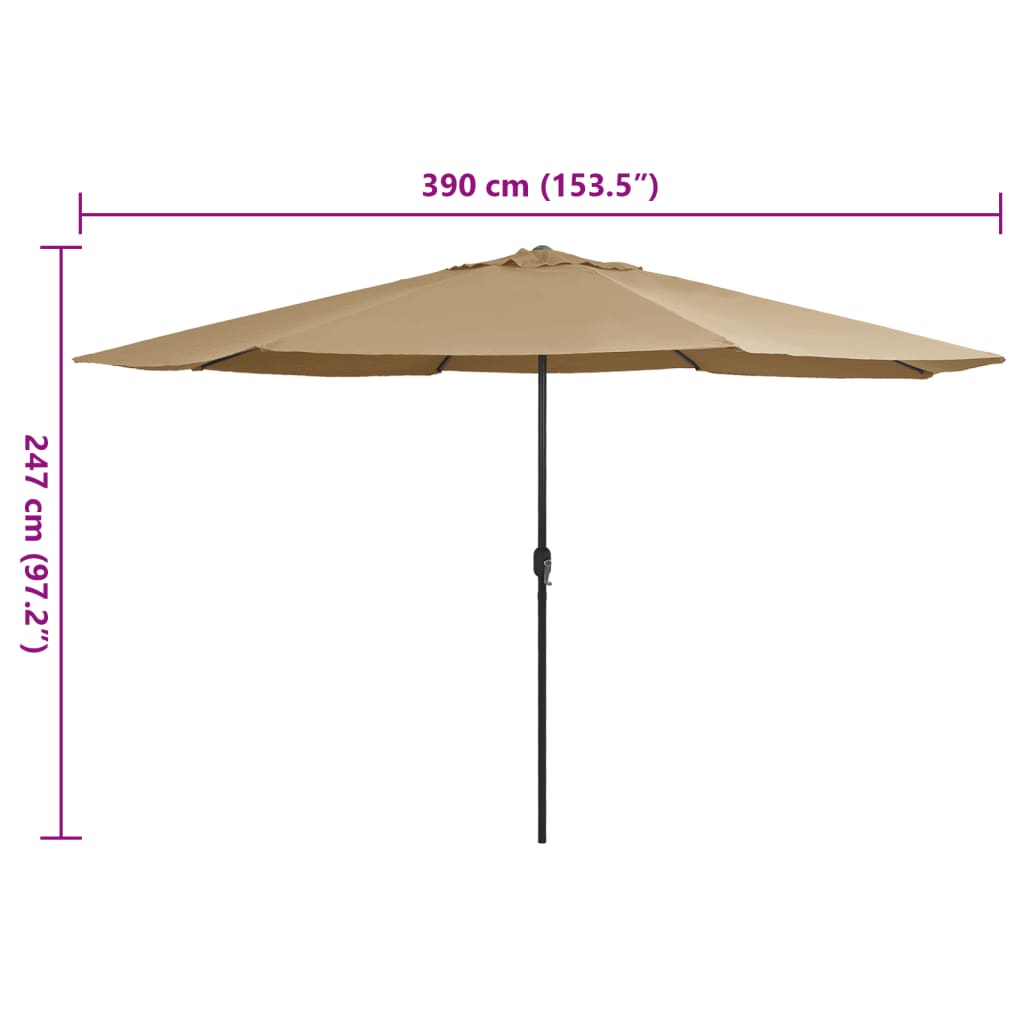 vidaXL Garden Parasol with Metal Pole 153.5" Taupe