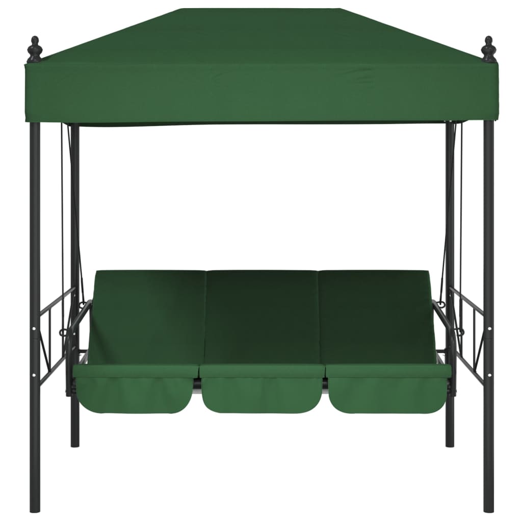 vidaXL Patio Swing Bench with Canopy Green Steel