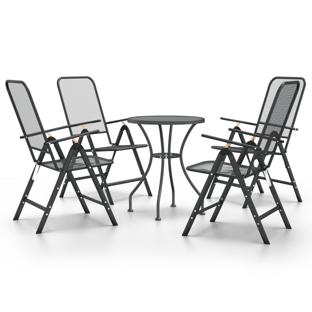 vidaXL 5 Piece Patio Dining Set Expanded Metal Mesh Anthracite