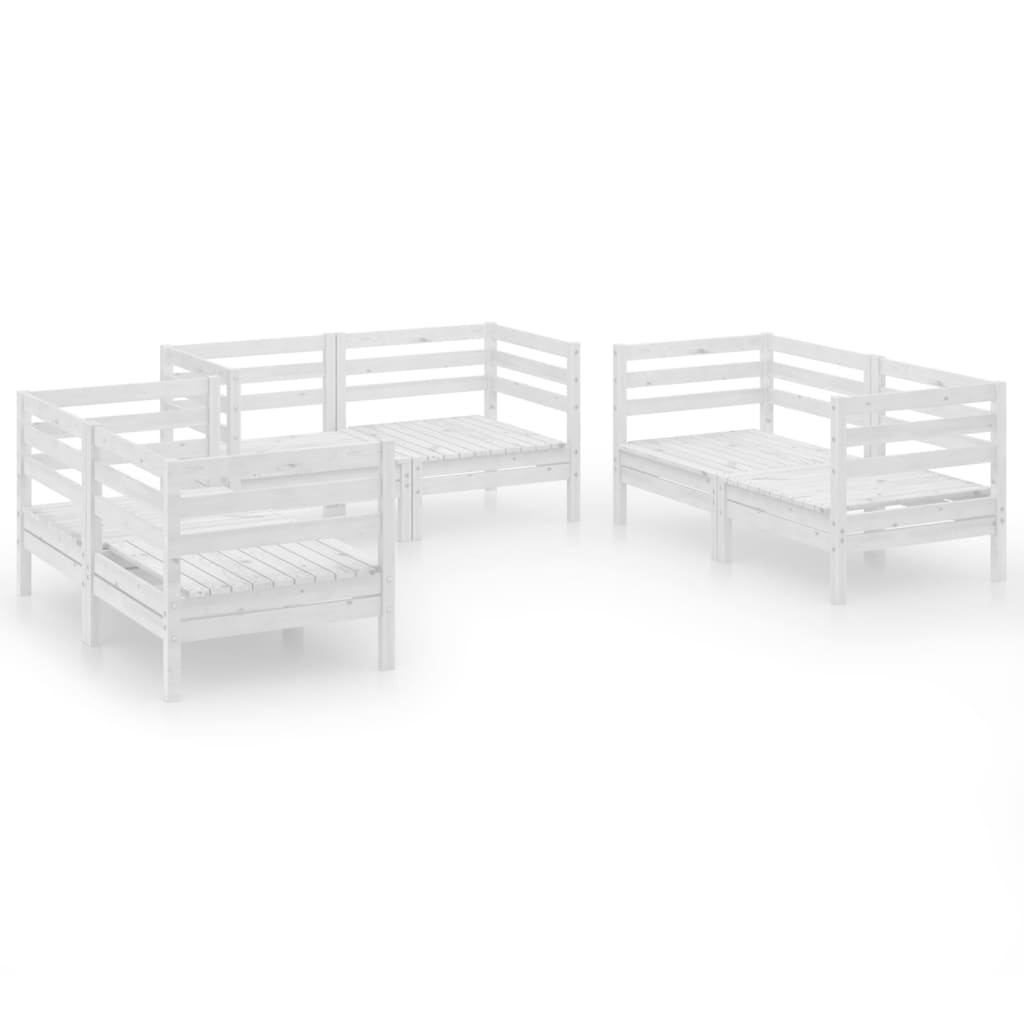 vidaXL 6 Piece Patio Lounge Set White Solid Pinewood