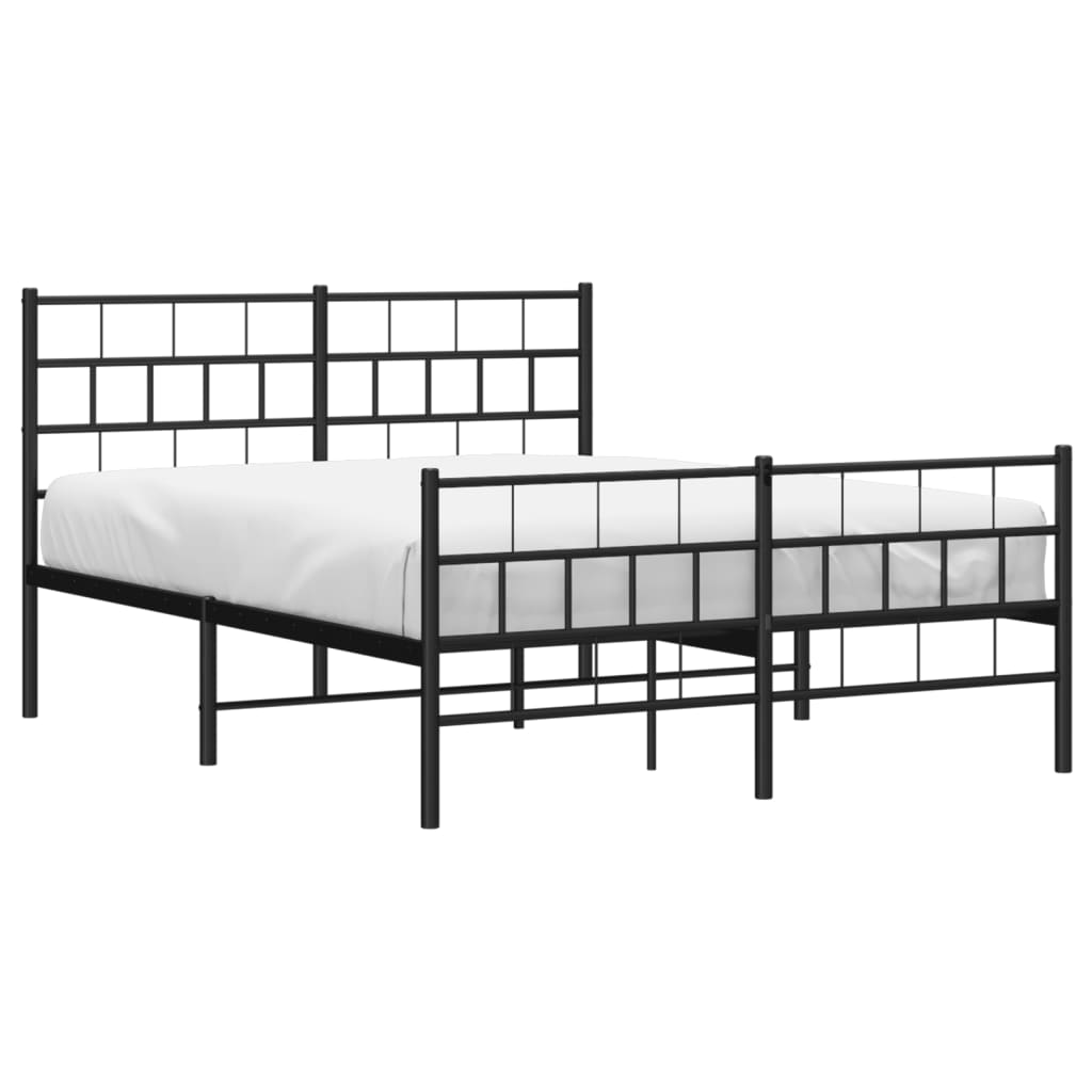 vidaXL Metal Bed Frame without Mattress with Footboard Black 59.1"x78.7"