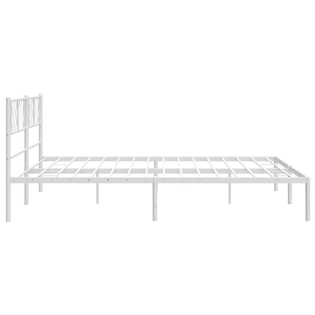 vidaXL Metal Bed Frame without Mattress with Headboard White 72"x83.9"