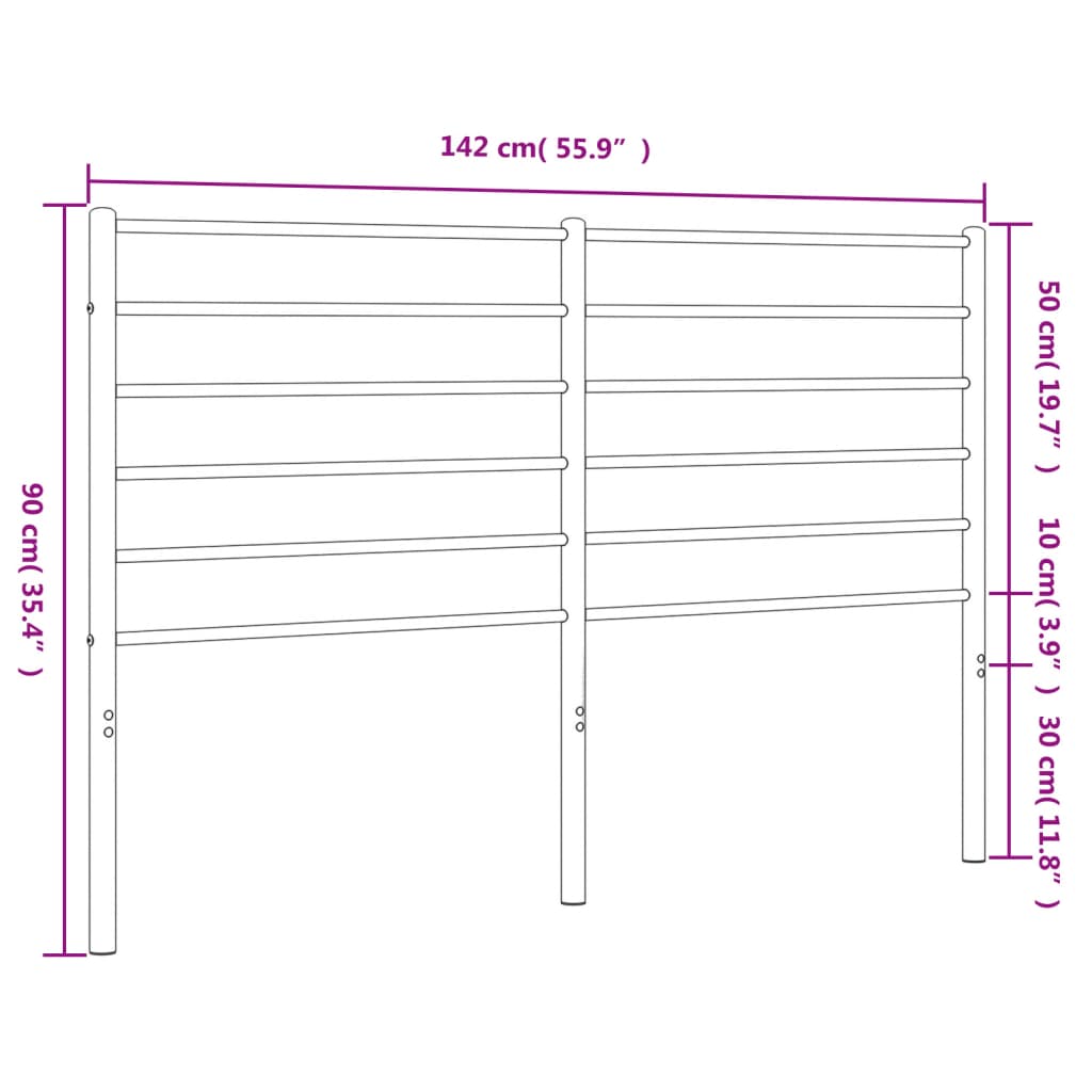 vidaXL Metal Headboard White 53.1"