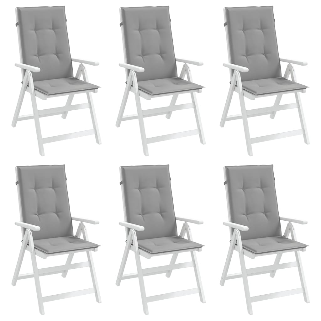 vidaXL Garden Highback Chair Cushions 6 pcs Gray 47.2"x19.7"x1.2" Fabric