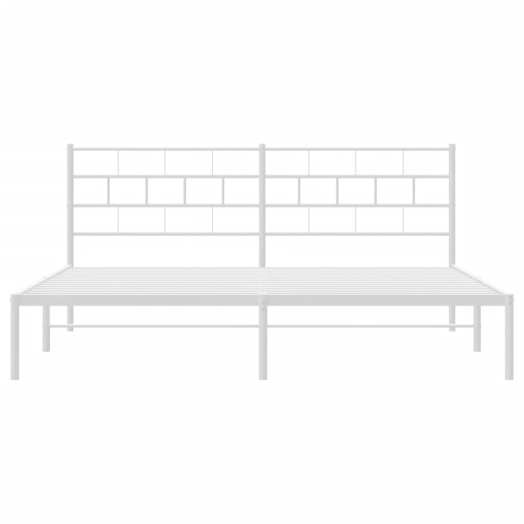 vidaXL Metal Bed Frame without Mattress with Headboard White 72"x83.9"