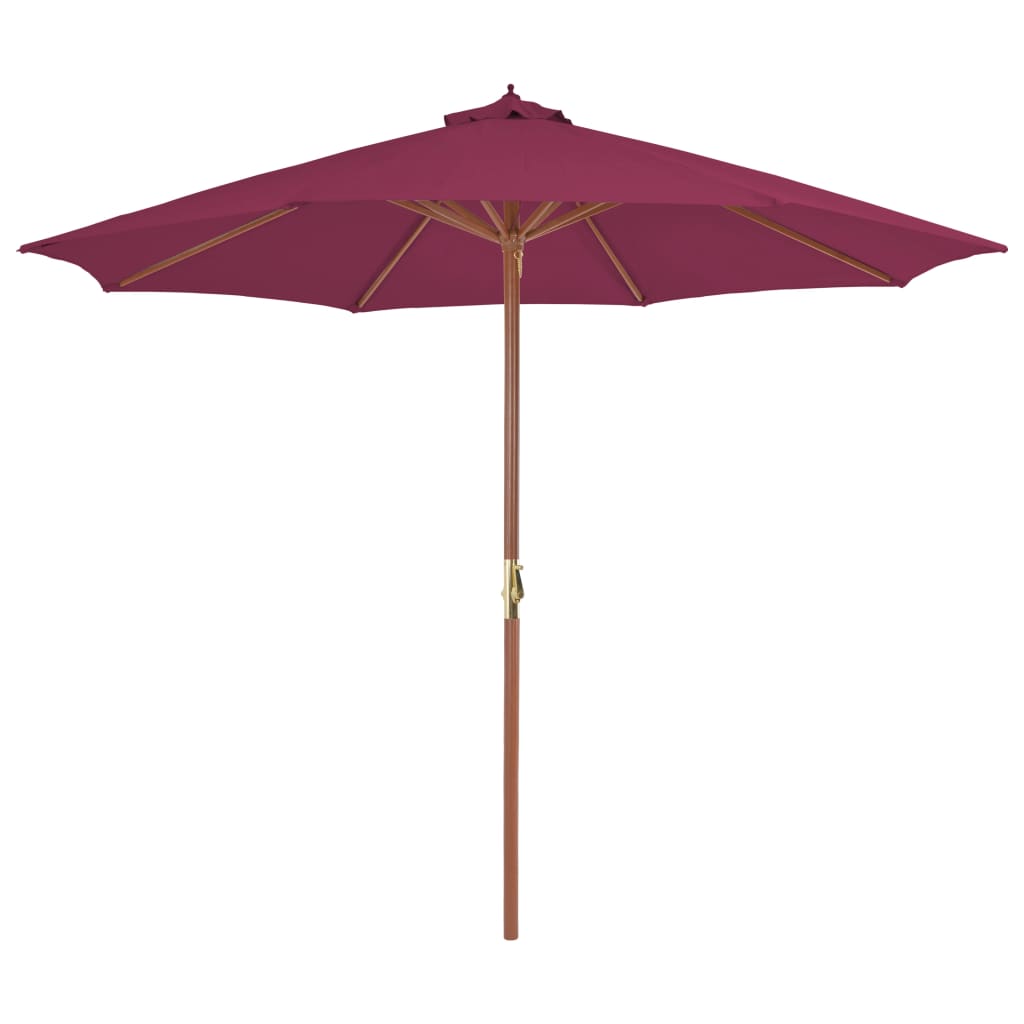 vidaXL Garden Parasol with Wooden Pole 118.2" Bordeaux Red