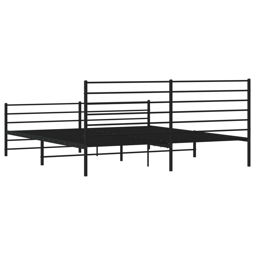 vidaXL Metal Bed Frame without Mattress with Footboard Black 76"x79.9"