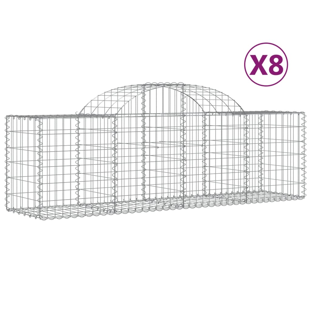 vidaXL Arched Gabion Baskets 8 pcs 78.7"x19.7"x23.6"/31.5" Galvanized Iron