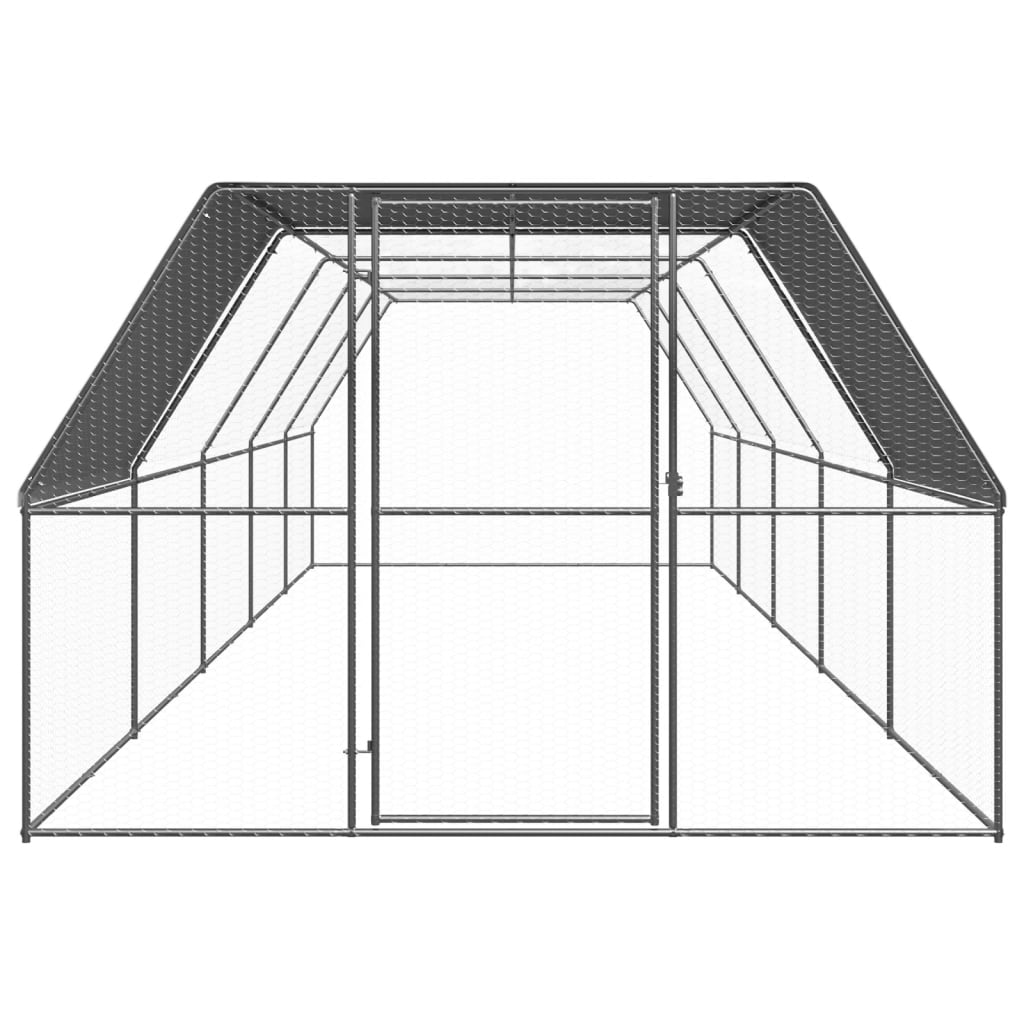 vidaXL Outdoor Chicken Cage 9.8'x32.8'x6.6' Galvanized Steel